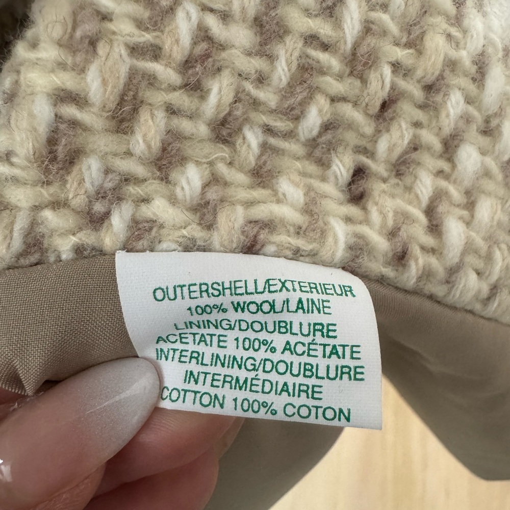 Martoni Wool Coat Beige Textured Button Front Made in Canada Size 10 - Picture 8 of 8